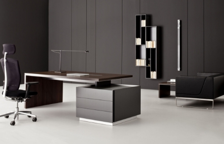 Executive Office Desk with Side Storage Cabinet
