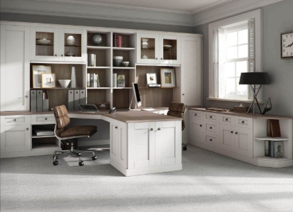 Executive L-Shaped Office Desk with Modular Storage & Display Cabinet